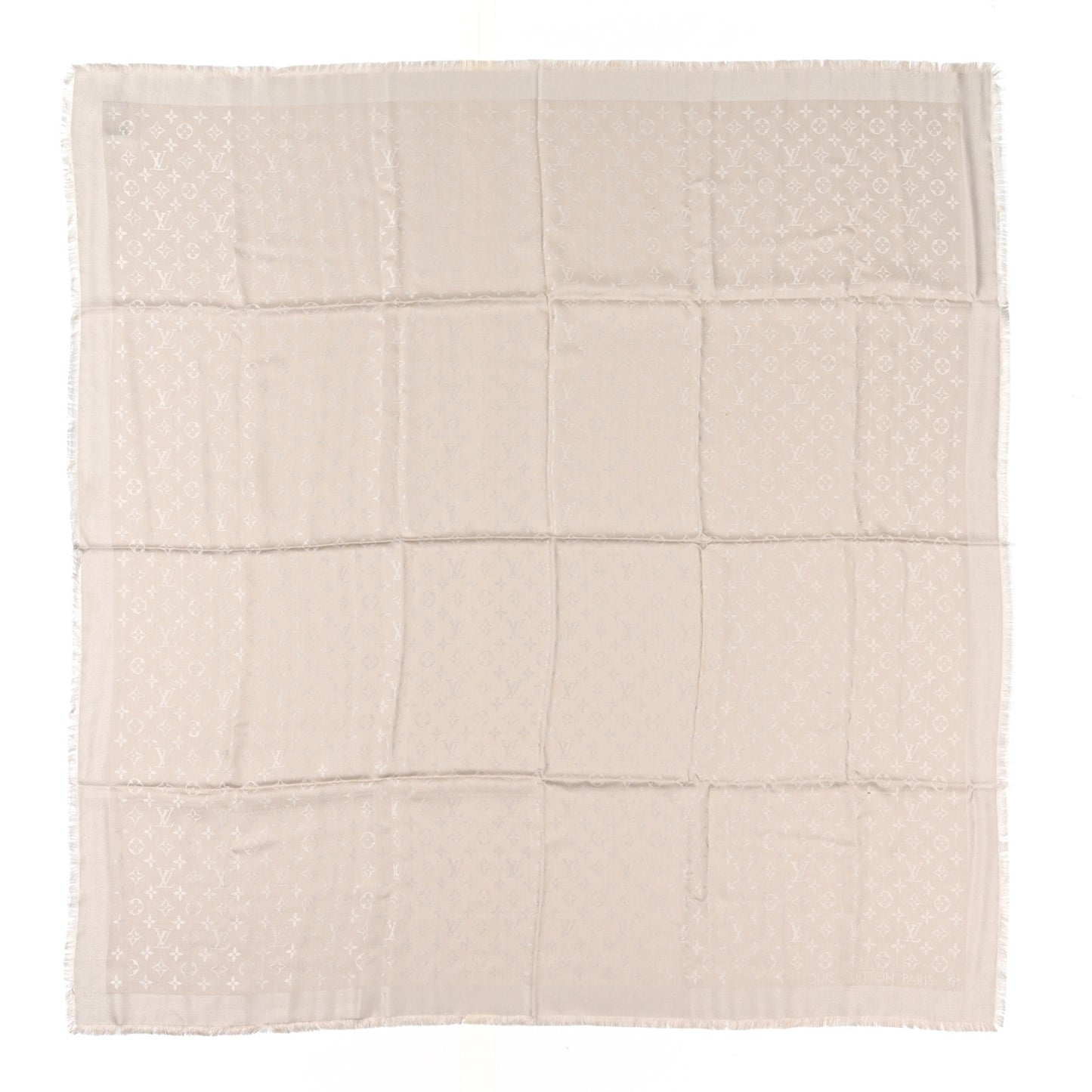 Silk Wool Monogram Shawl Greige