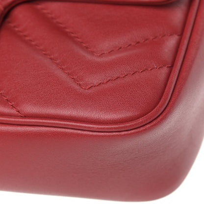 Gucci Calfskin Matelasse Super Mini GG Marmont Shoulder Bag Hibiscus Red 10 of 11