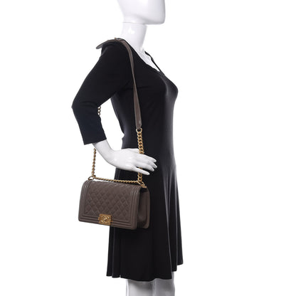 Chanel Caviar Quilted Medium Boy Flap Khaki 2 of 11