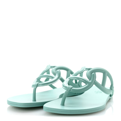 Hermes Rubber Womens Egerie Sandals 41 Vert Embrun 4 of 9
