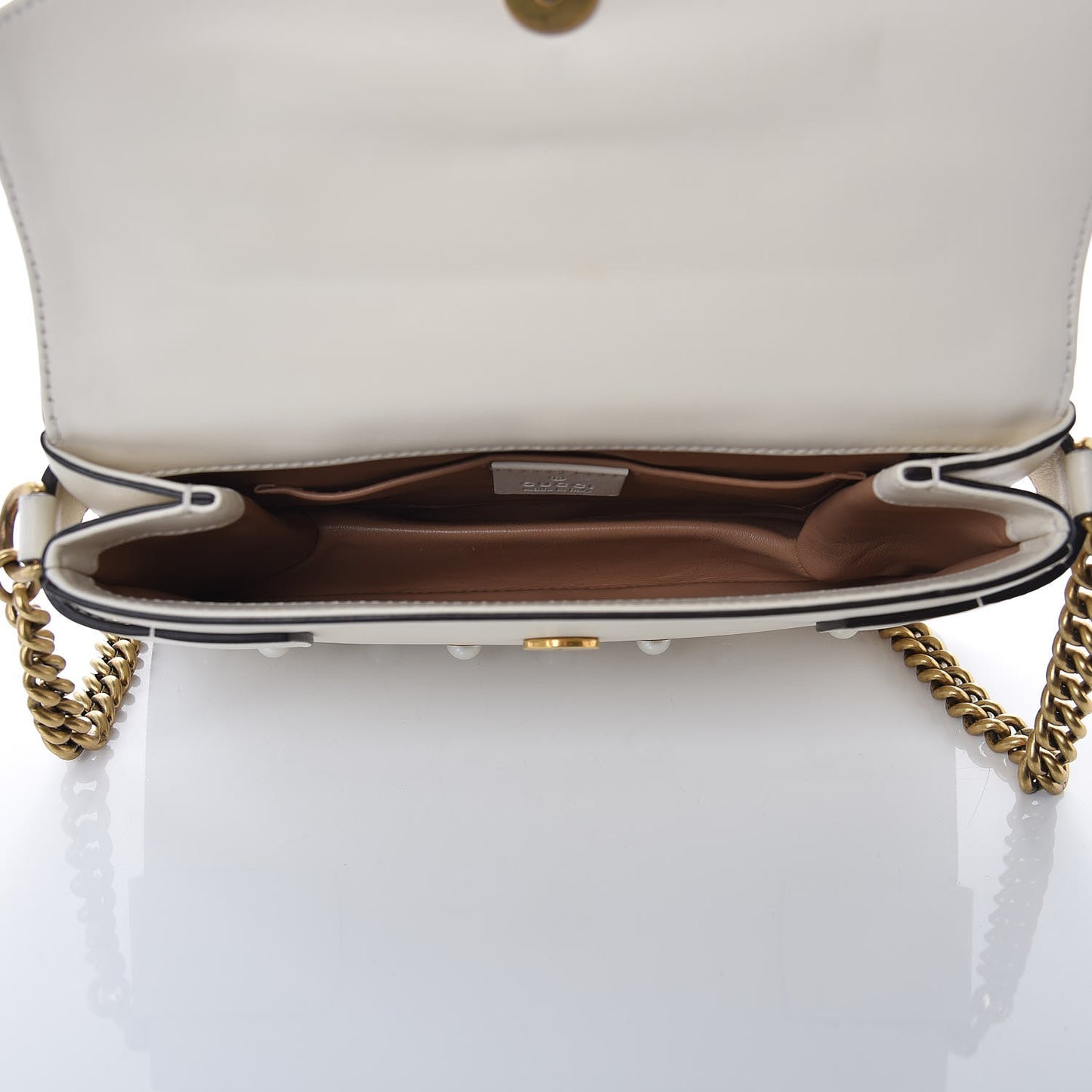 Nappa Pearl Studded Mini Queen Margaret Broadway Shoulder Bag Mystic White