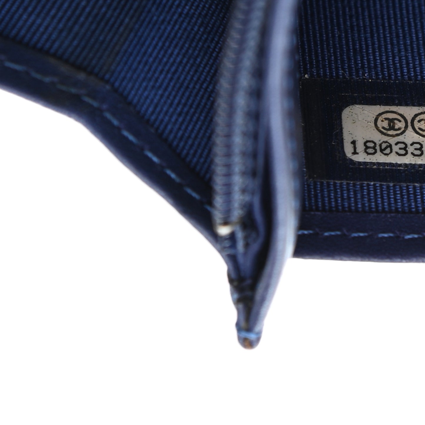 Calfskin Double Stitch Hampton Yen Wallet Blue