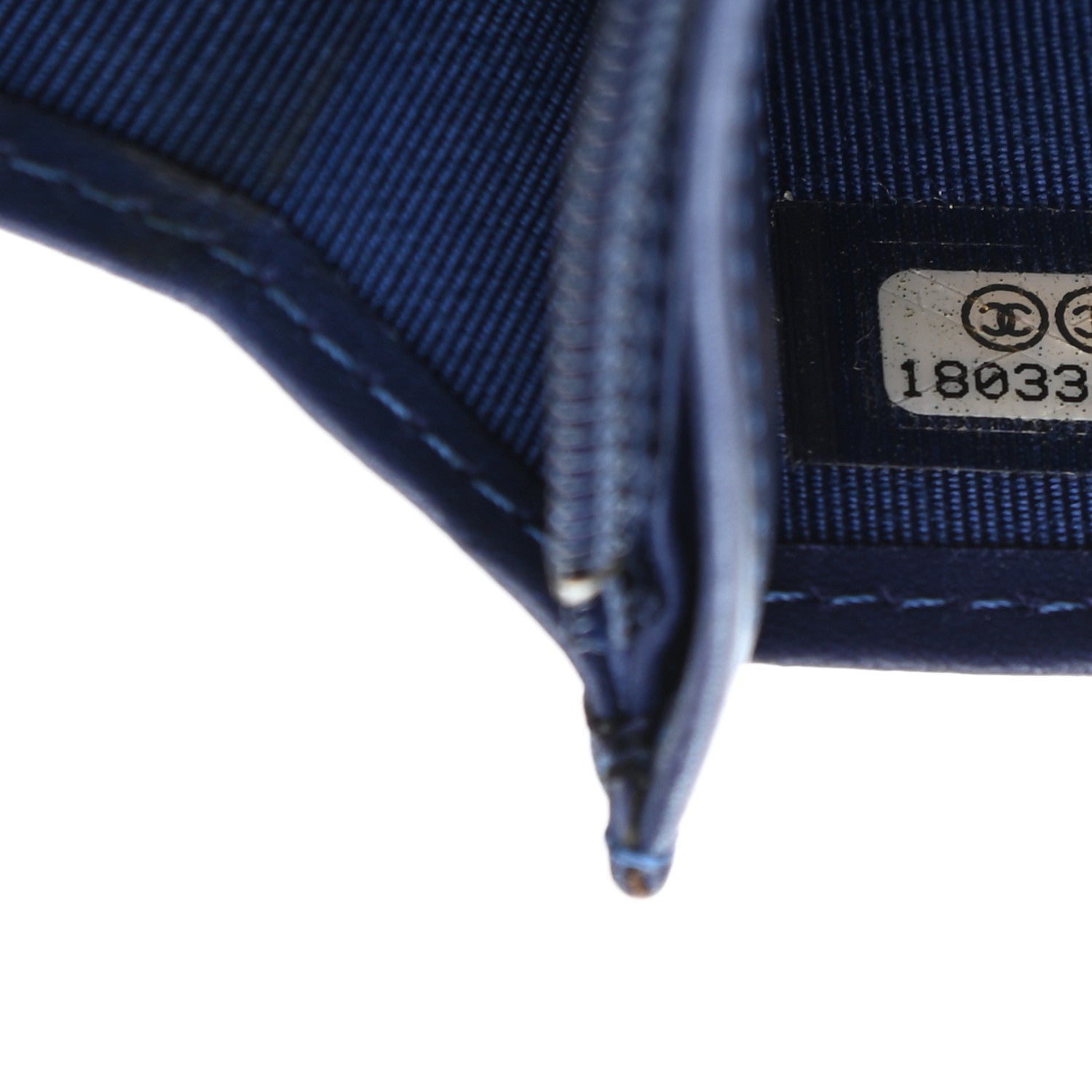 Chanel Calfskin Double Stitch Hampton Yen Wallet Blue 8 of 9