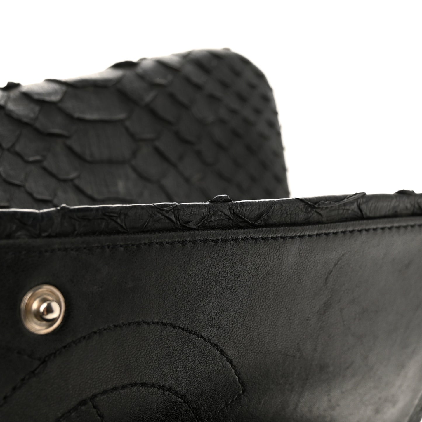 Snakeskin Jumbo Double Flap So Black