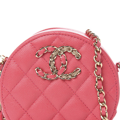 Chanel Caviar Quilted French New Wave Round Clutch With Chain Pink 10 of 11
