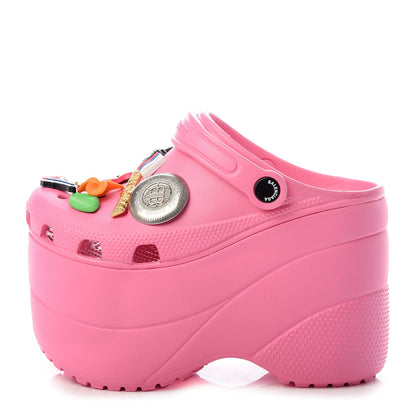 Balenciaga X CROCS Rubber Textured Womens Platform Sandals 36 Rose Bonbon 1 of 10