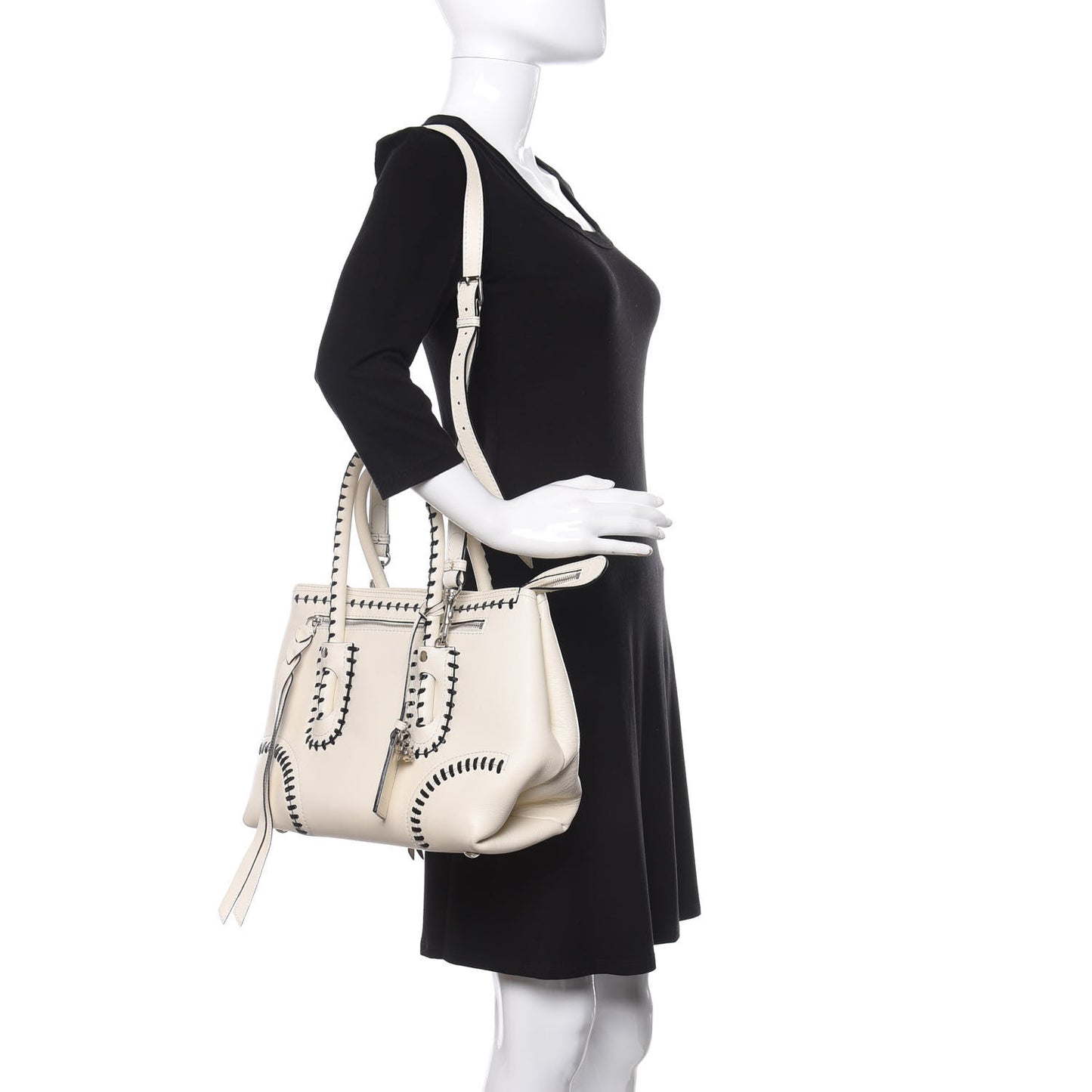 Calfskin Whipstitch Folk Tote White