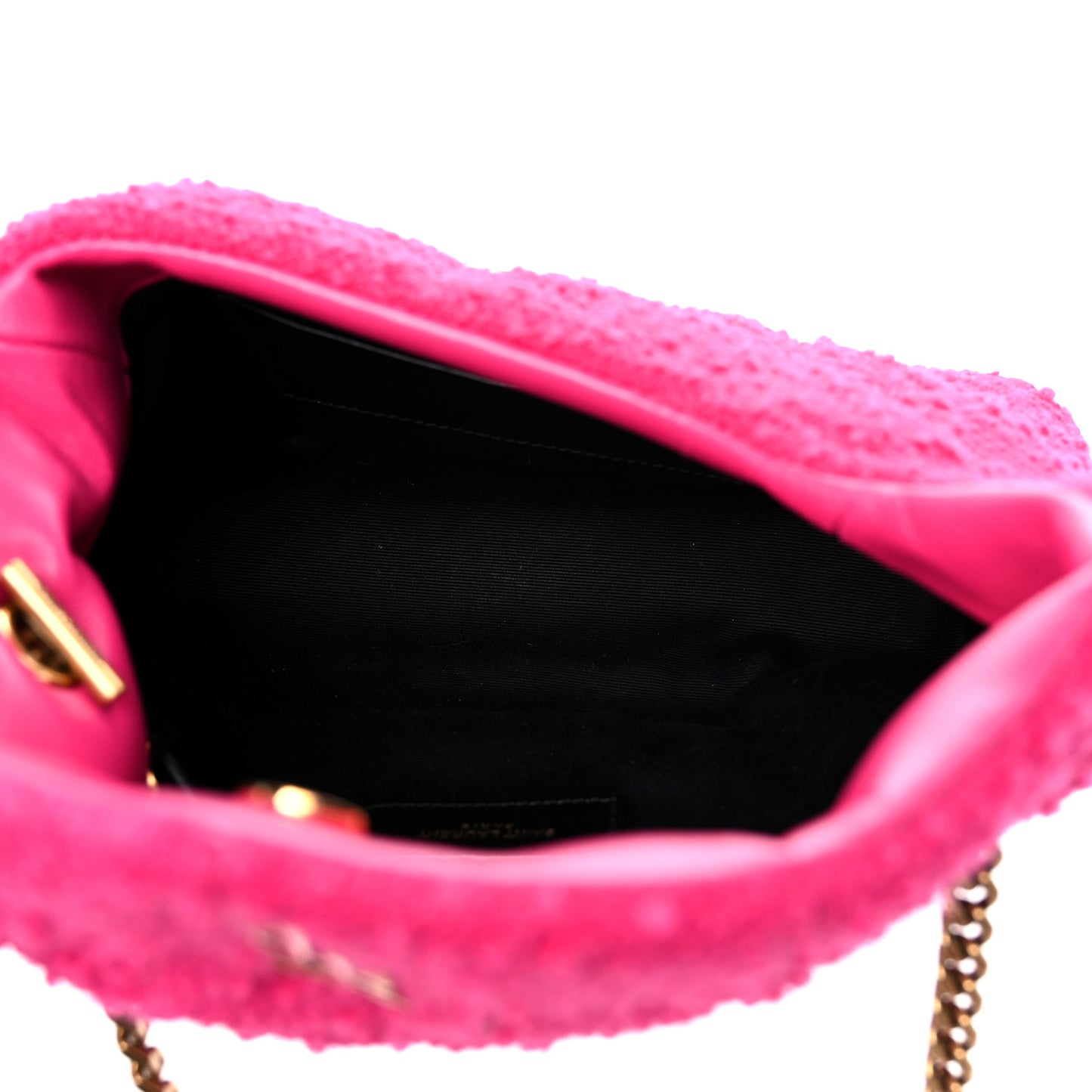 Boucle Tweed Quilted Toy Loulou Puffer Monogram Chain Satchel Magenta