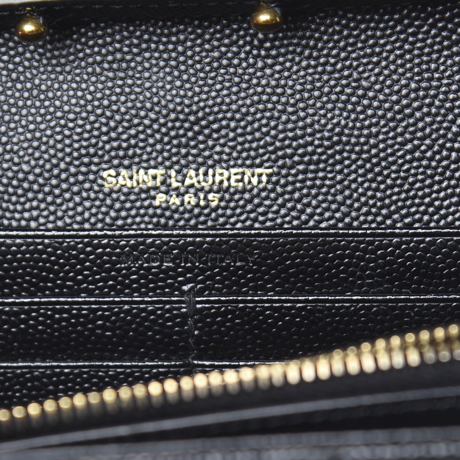 Saint Laurent Grain De Poudre Matelasse Chevron Monogram Chain Wallet Black 7 of 10