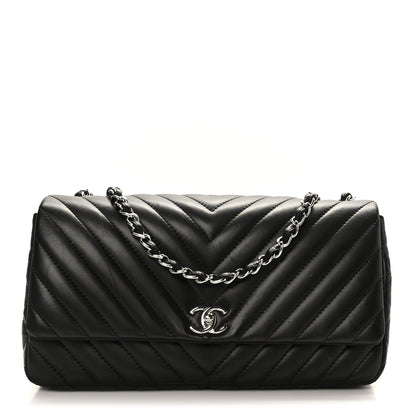 Chanel Lambskin Chevron Quilted Large Single Flap Black 1 of 10