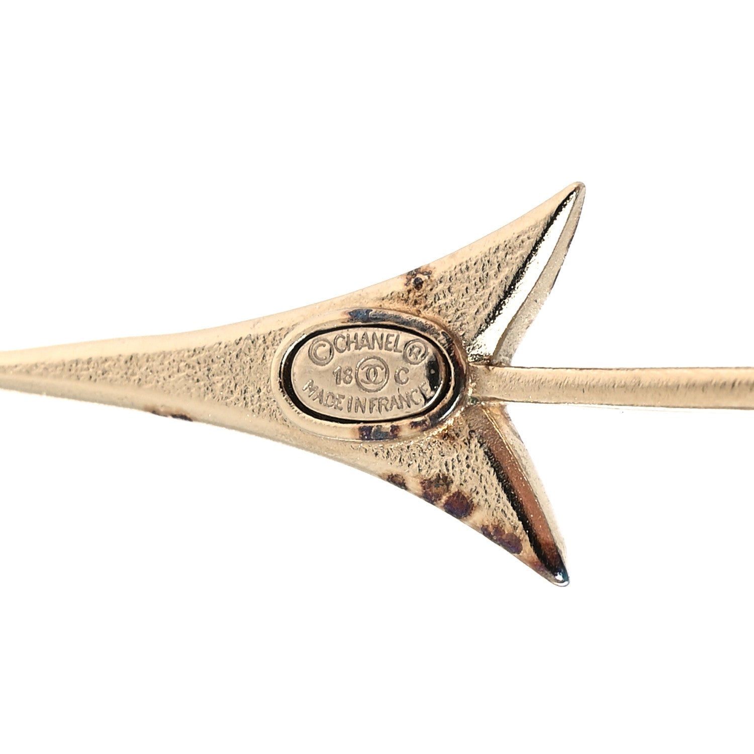 Chanel Crystal Pearl CC Arrow Clip On Earrings Gold 4 of 5