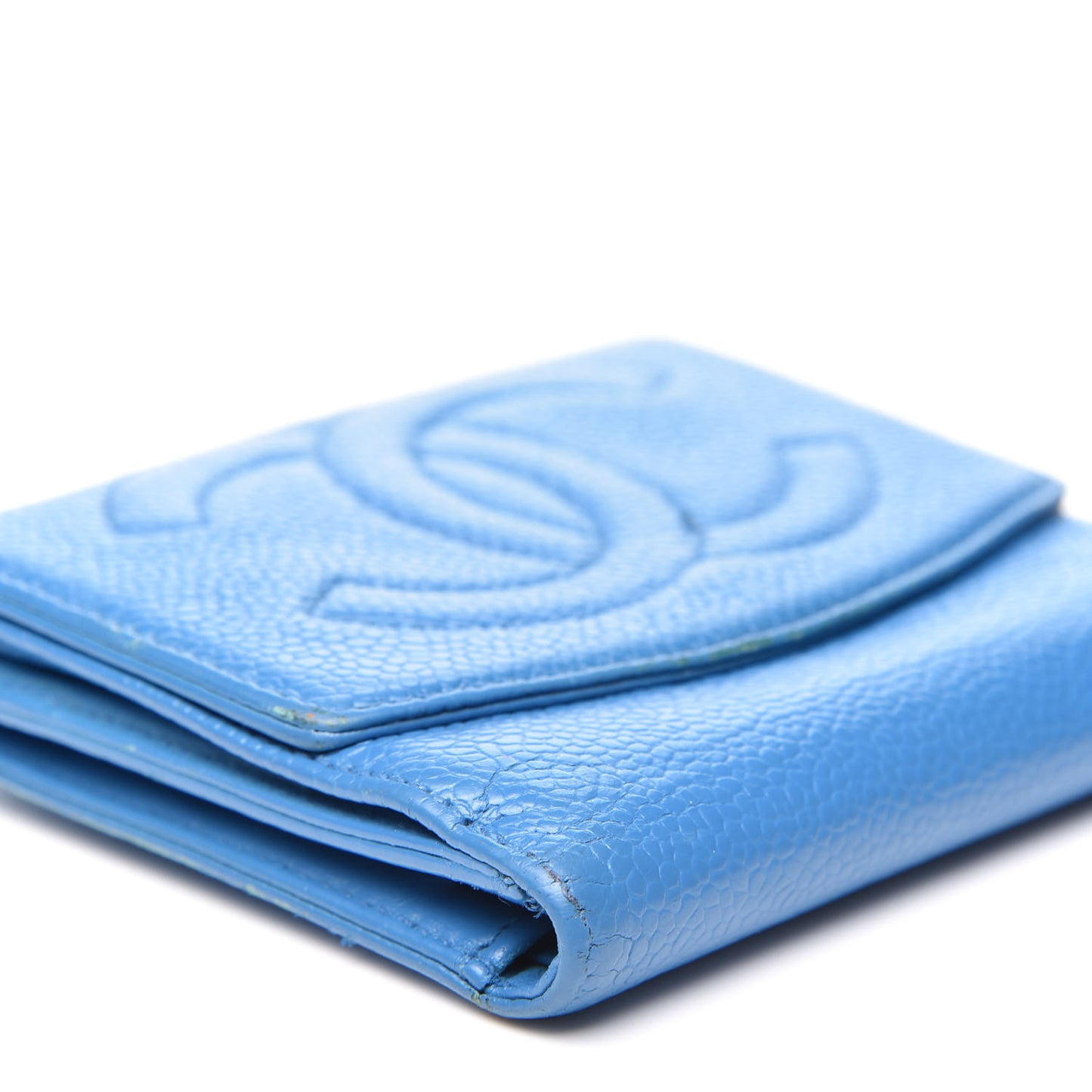 Caviar Timeless CC Compact French Wallet Blue