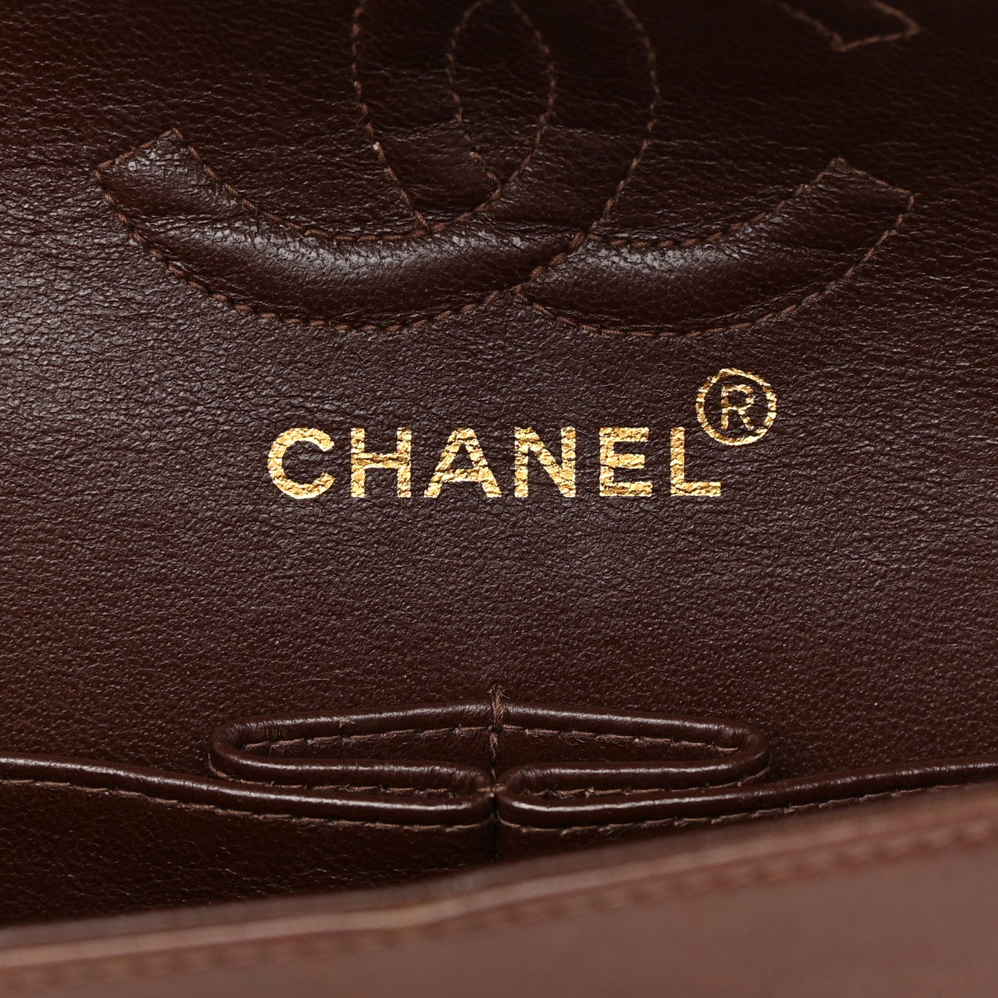 Lambskin Quilted Small Double Flap Dark Brown