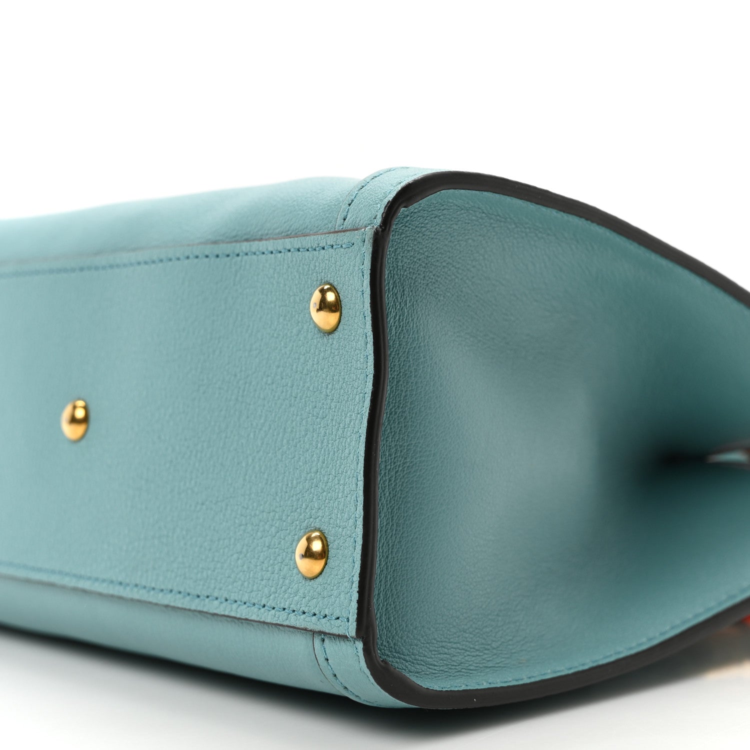 Gucci Textured Dollar Calfskin Web Mini Diana Tote Bag Dusty Azure Deep Orange 10 of 10