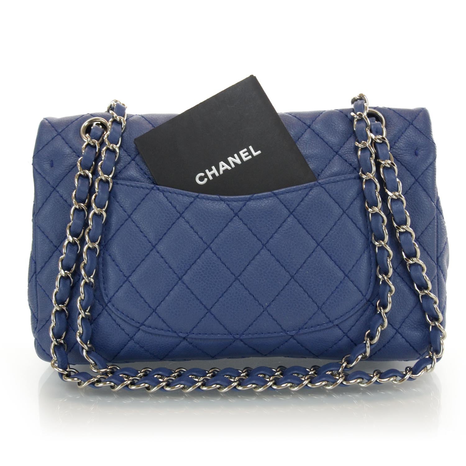 Chanel Washed Caviar Medium Double Flap Blue 3 of 8