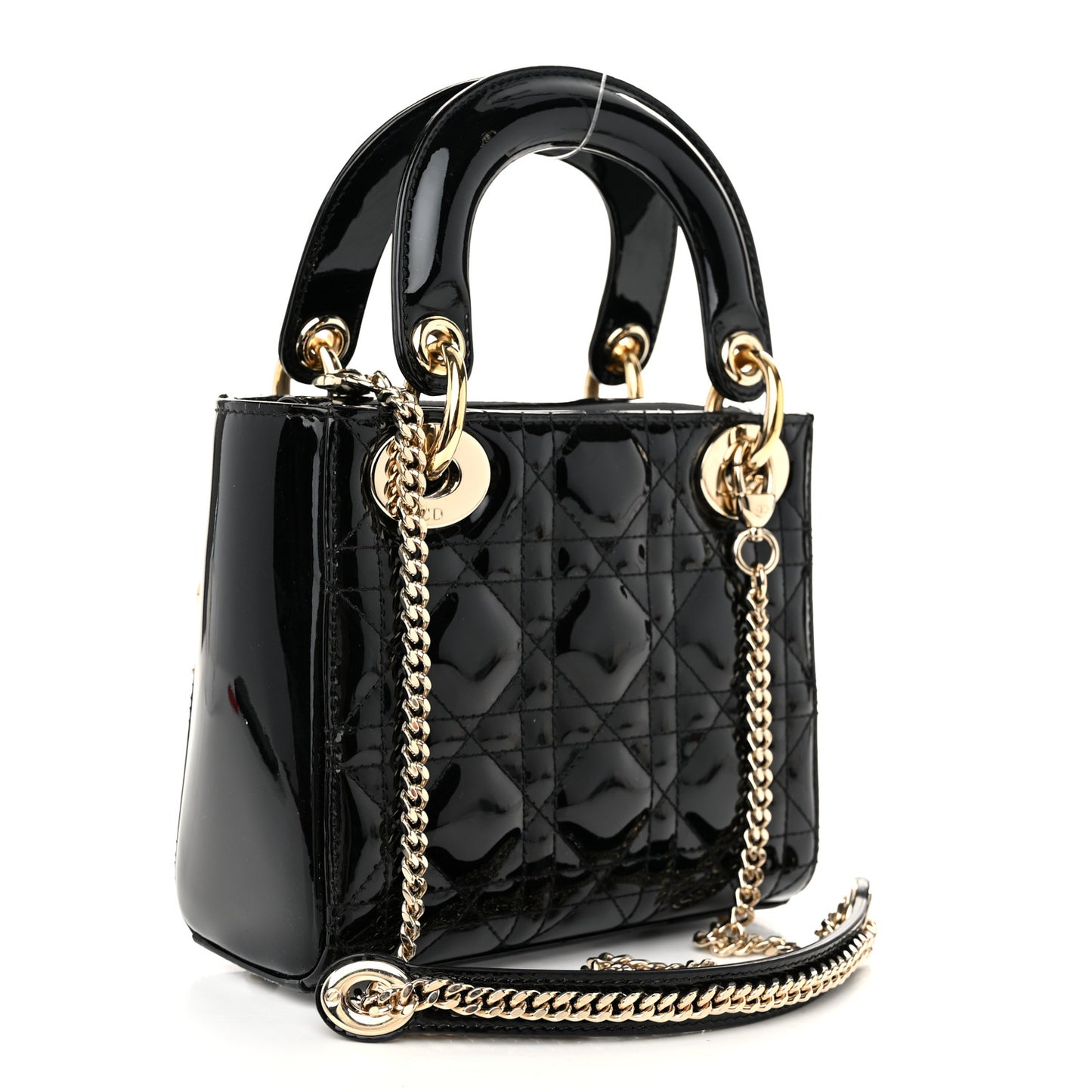 Patent Cannage Mini Lady Dior Black