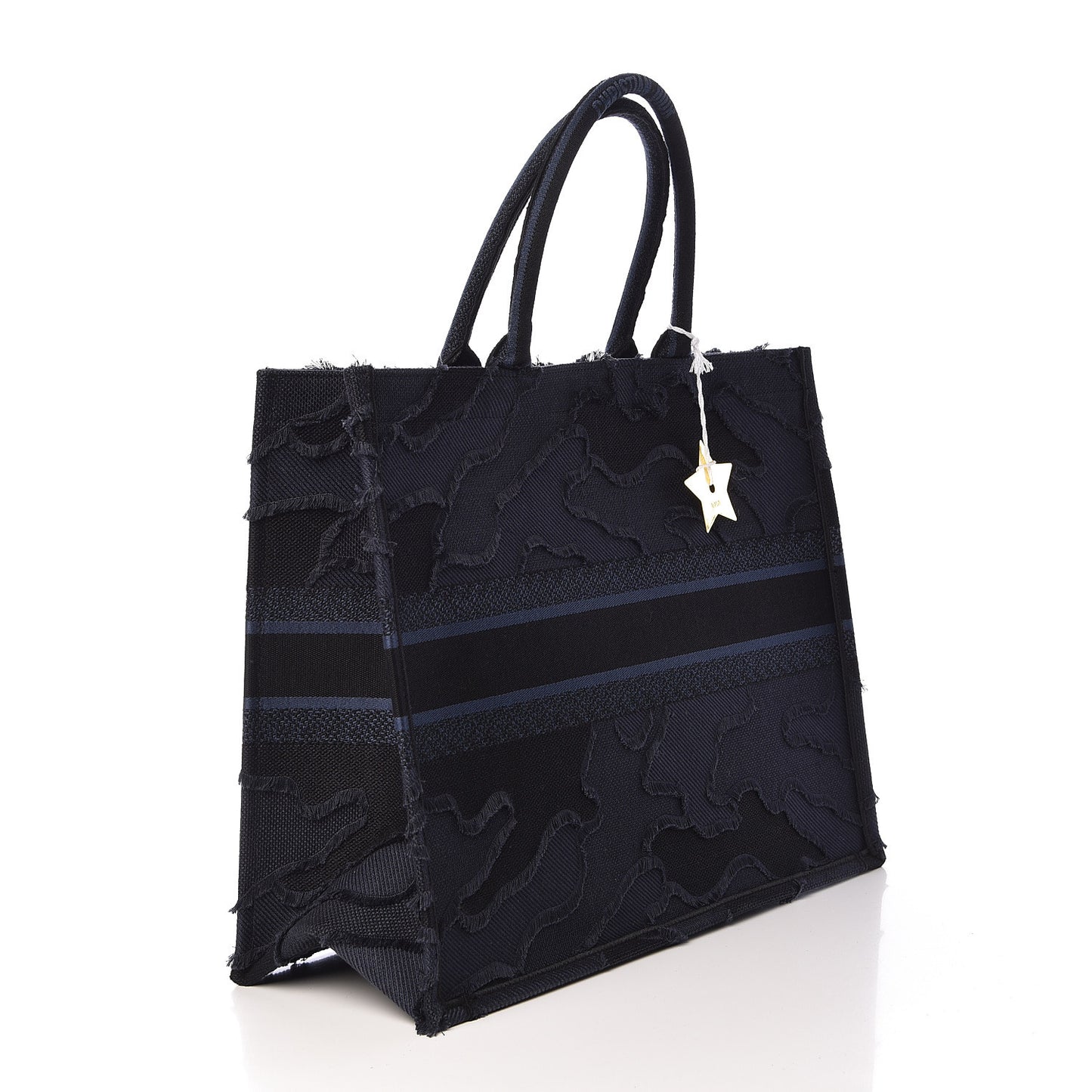 Canvas Embroidered Camouflage Book Tote Blue