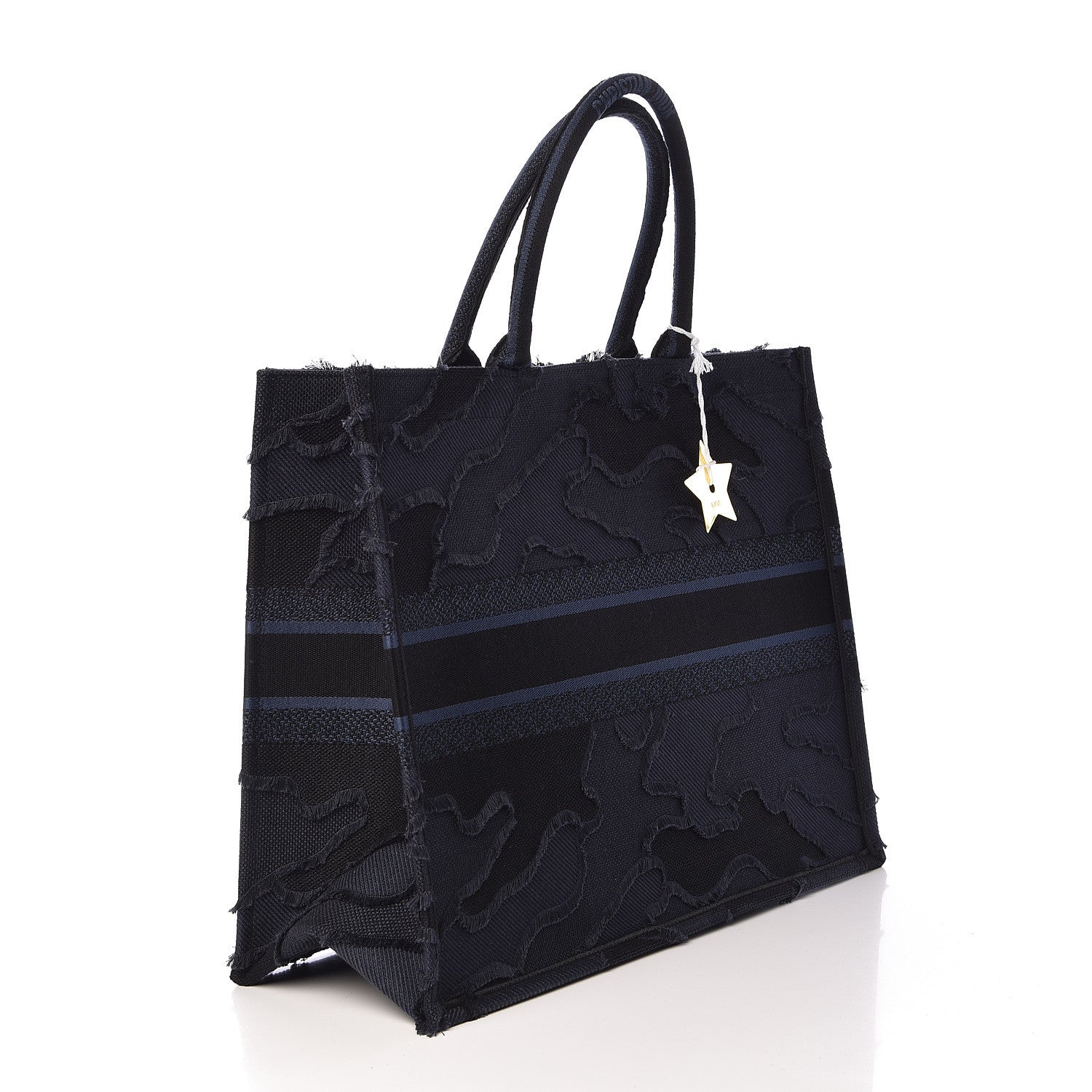 Christian Dior Canvas Embroidered Camouflage Book Tote Blue 3 of 10