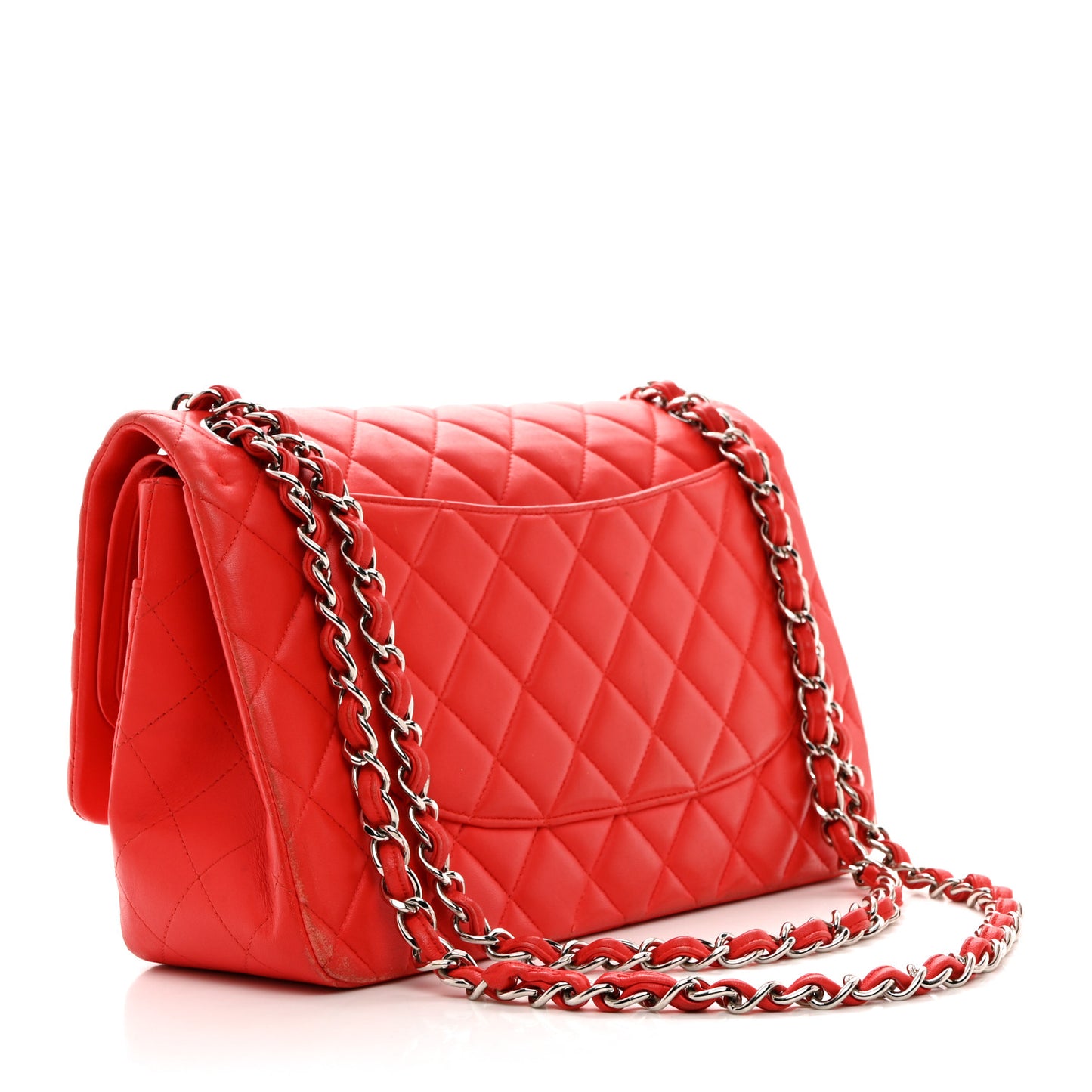 Lambskin Quilted Jumbo Double Flap Red