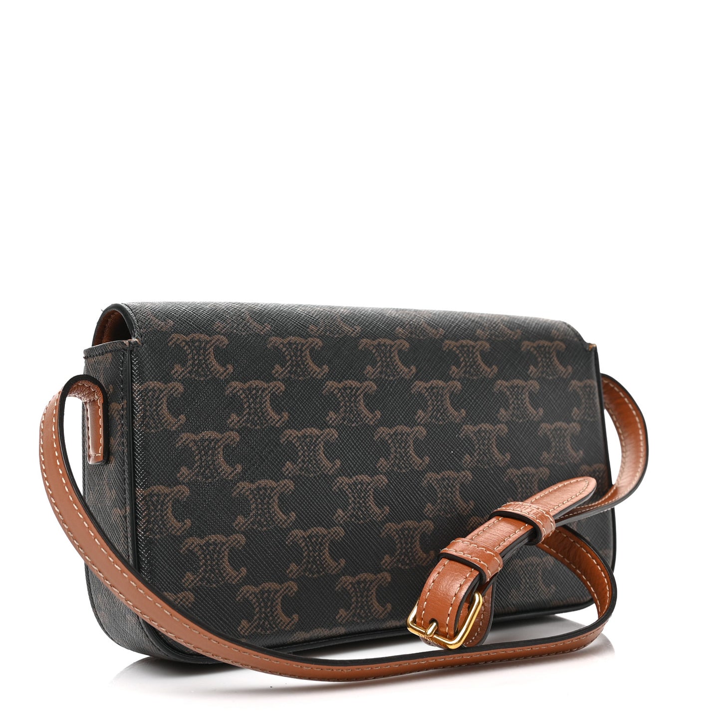 Canvas Calfskin Triomphe Shoulder Bag Tan