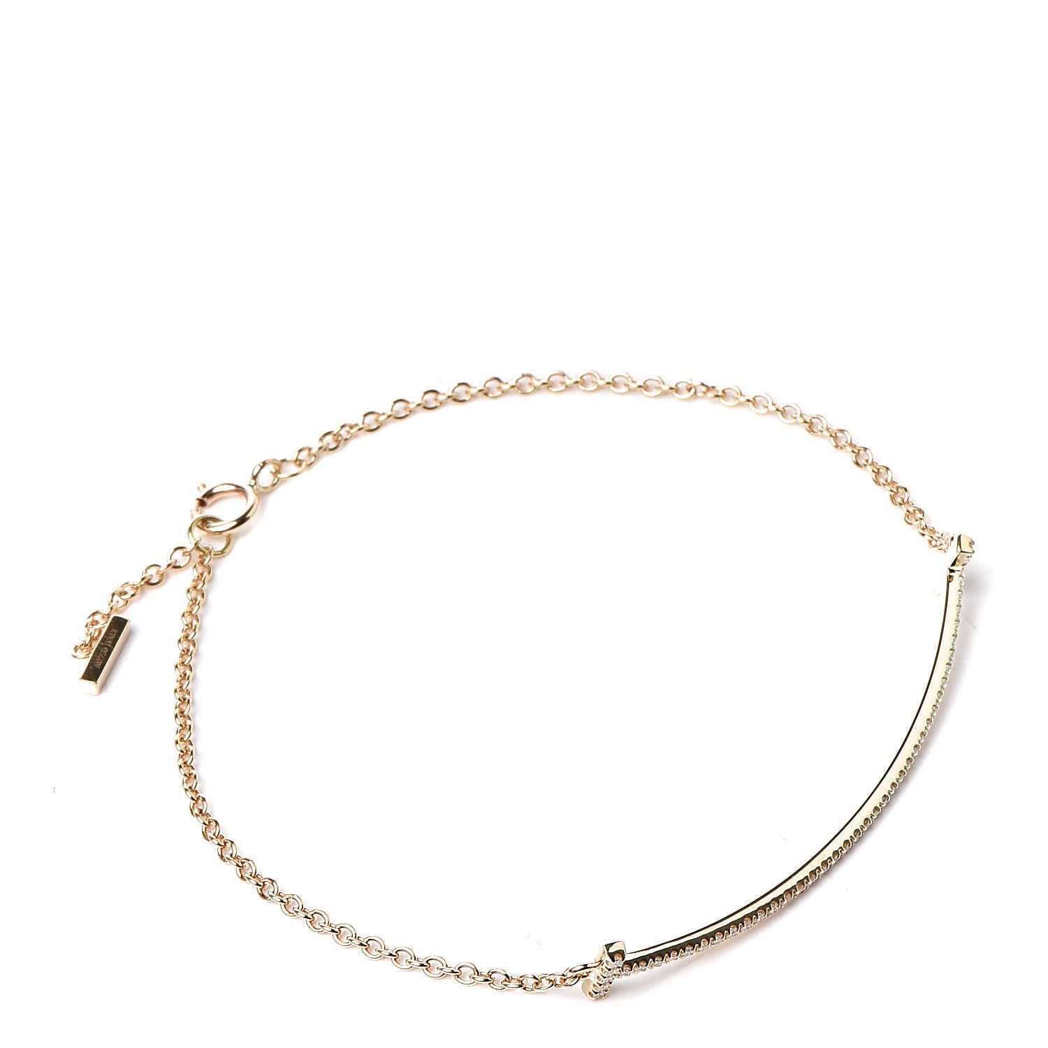 Tiffany 18K Yellow Gold Diamond T Smile Bracelet 1 of 7