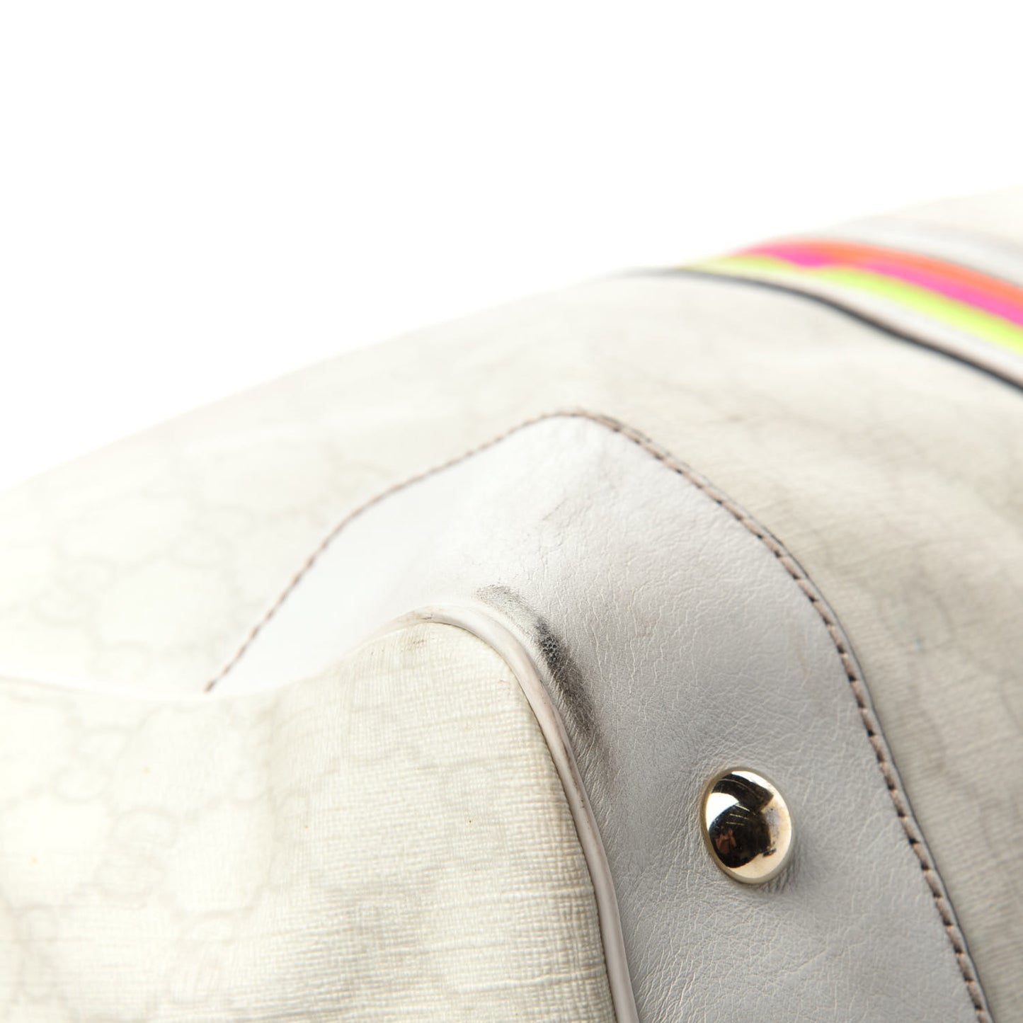 GG Plus Monogram Large Web Carry On Duffle Bag White