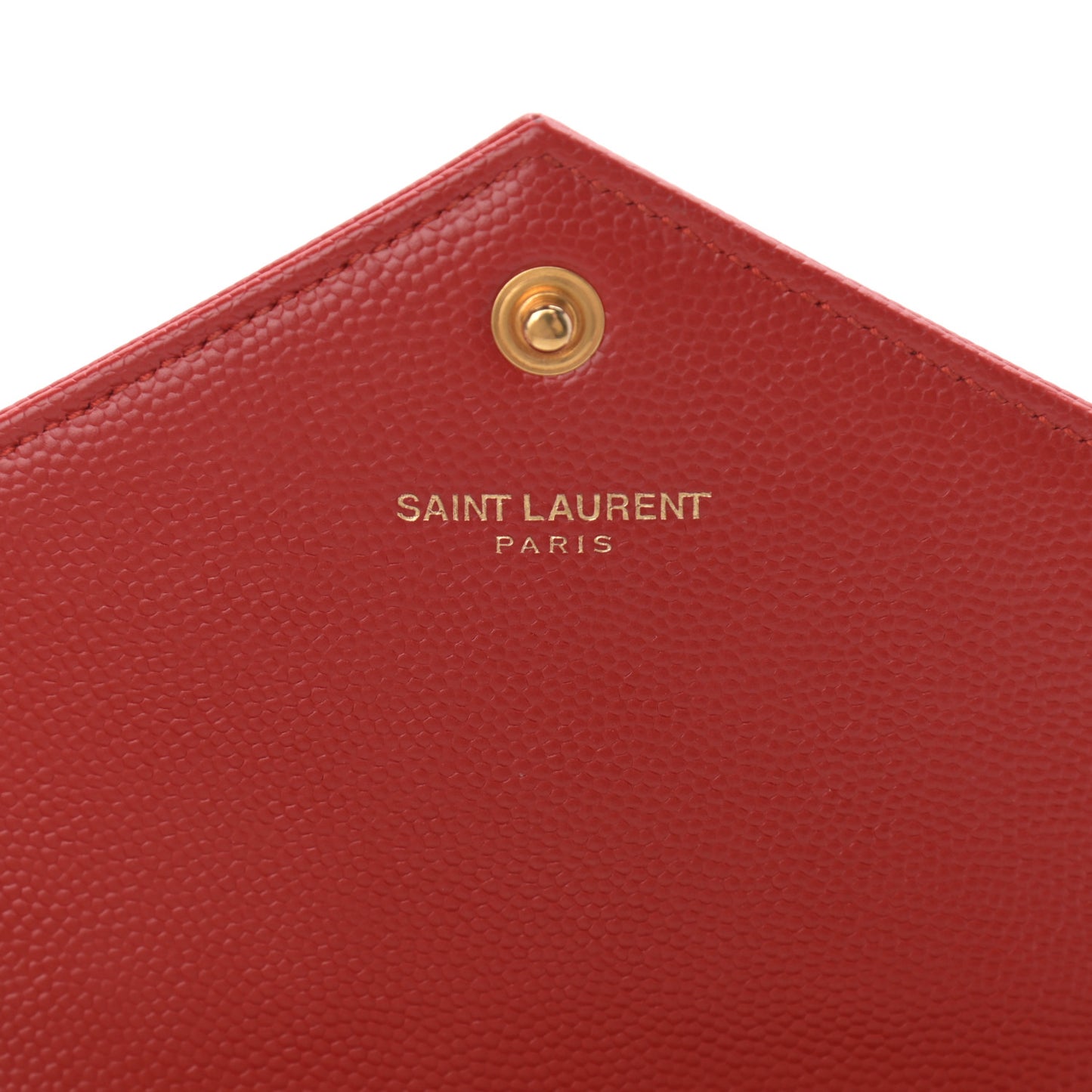 Grain De Poudre Matelasse Chevron Monogram Envelope Chain Wallet New Red
