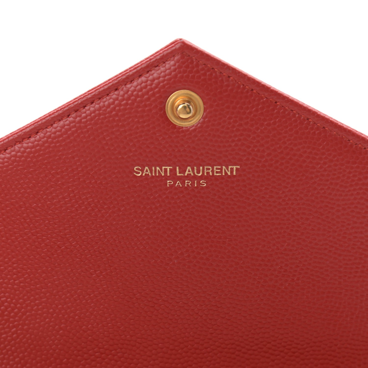 Saint Laurent Grain De Poudre Matelasse Chevron Monogram Envelope Chain Wallet New Red 6 of 16