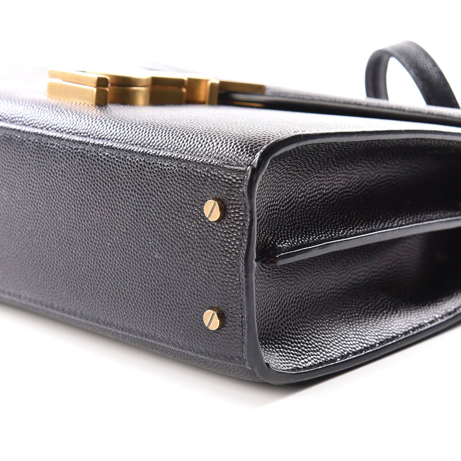 Saint Laurent Grain de Poudre Mini Classic Monogram Cassandra Top Handle Black Rouge Legion 6 of 8