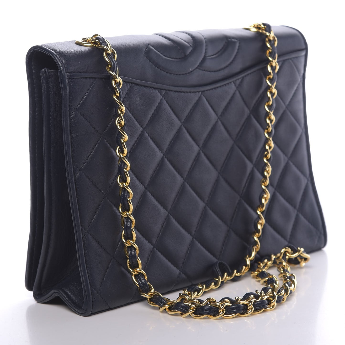 Lambskin Quilted Small CC Single Flap Bag Navy