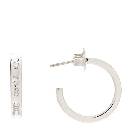 Tiffany Sterling Silver 1837 Small Narrow Hoop Earrings 1 of 4