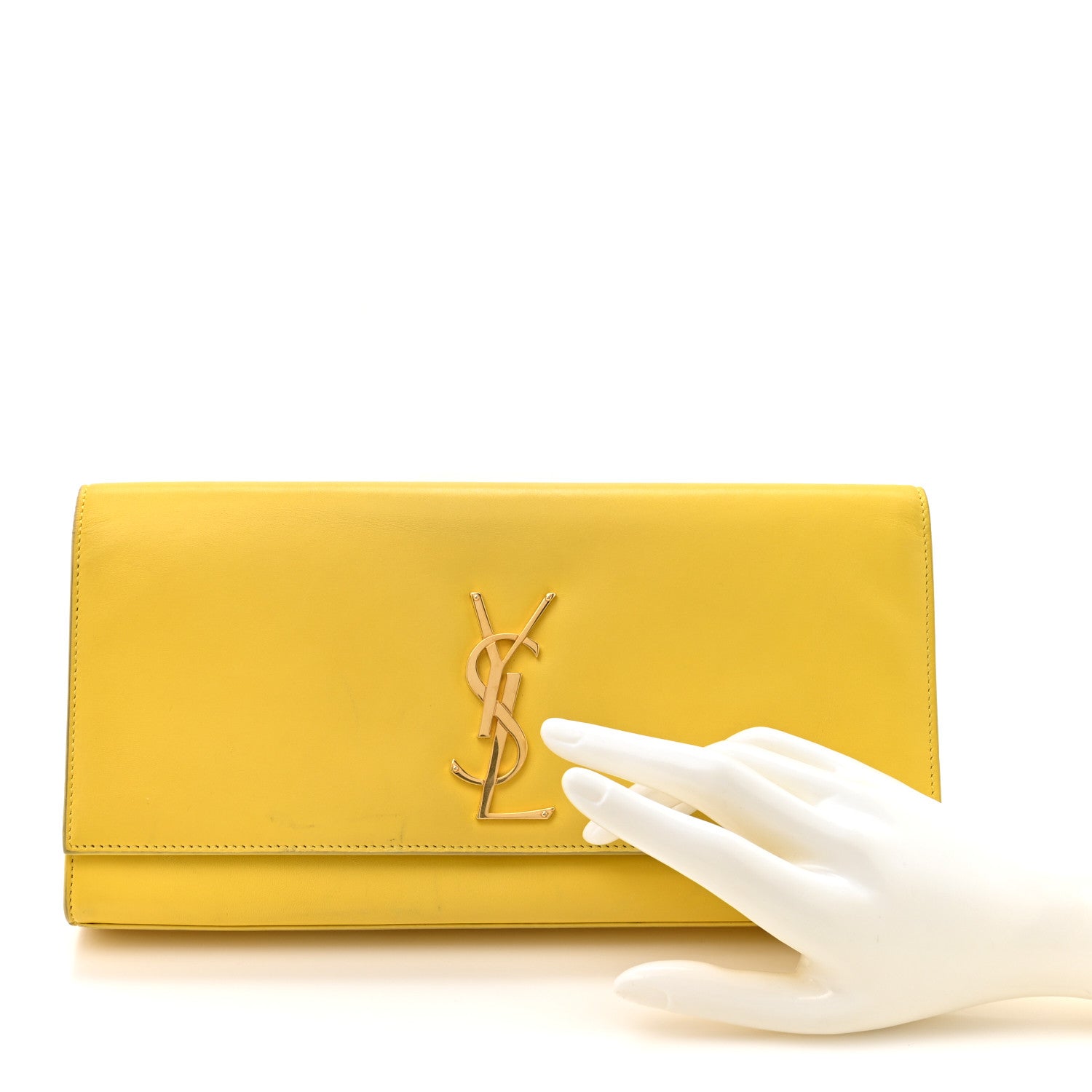 Saint Laurent Calfskin Classic Monogram Cassandre Clutch Soleil 2 of 11