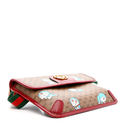 Gucci X DORAEMON Mini Vintage GG Supreme Monogram Web Slim Belt Bag Beige Cherry Red 4 of 11