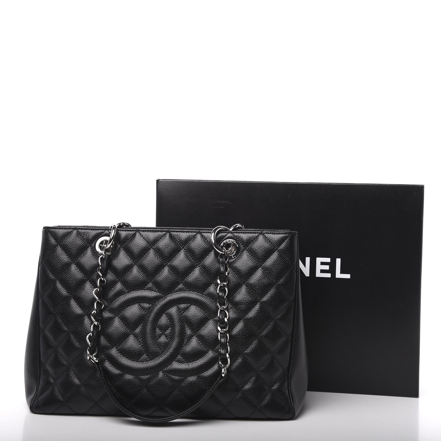 Caviar Quilted Grand Shopping Tote GST Black