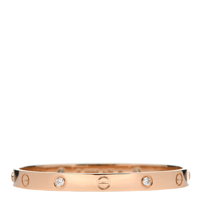 Cartier 18K Pink Gold 4 Diamond LOVE Bracelet 17 3 of 7