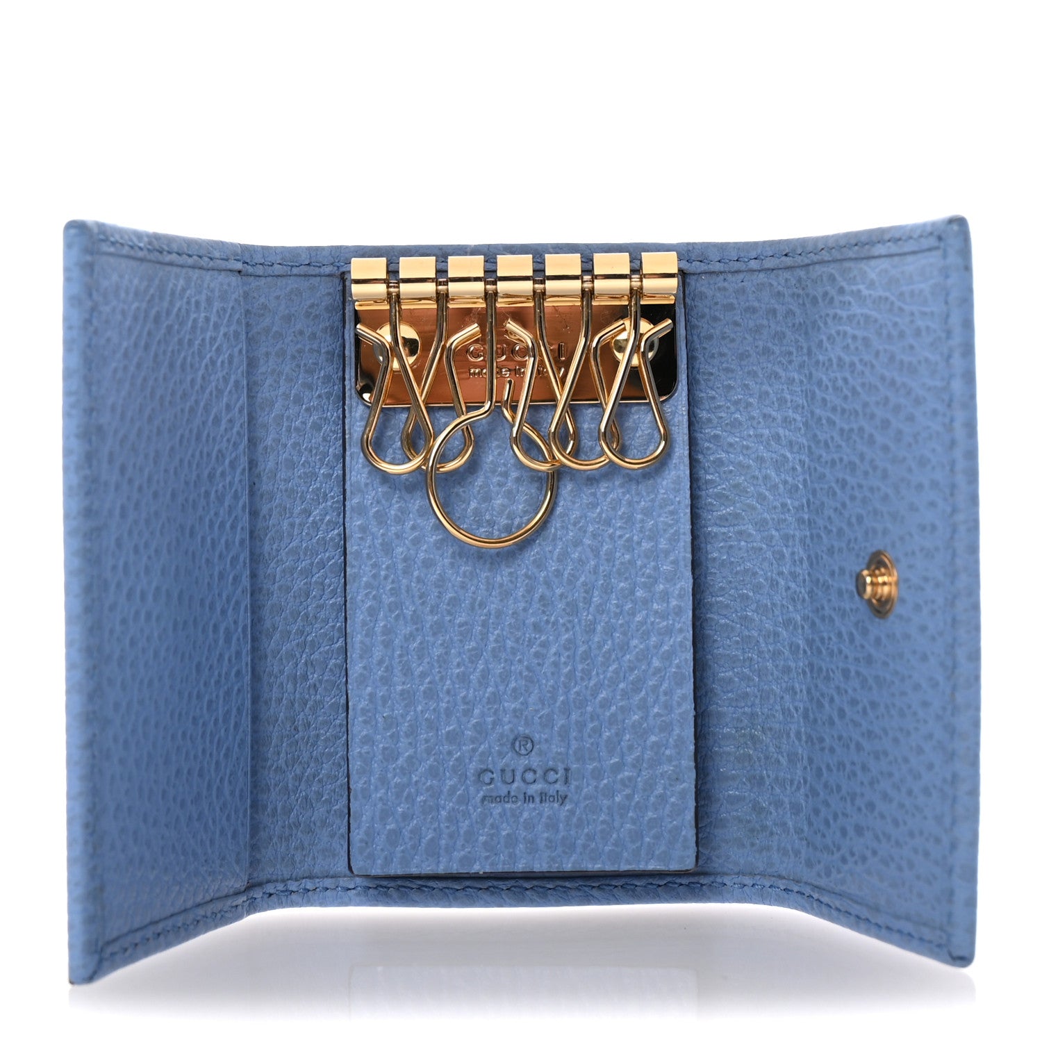 Gucci Pebbled Calfskin GG Marmont 6 Key Holder Mineral Blue 5 of 7