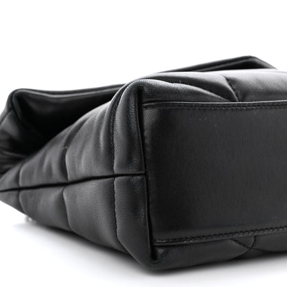 Saint Laurent Lambskin Quilted Toy Loulou Puffer Monogram Chain Satchel Black 9 of 10