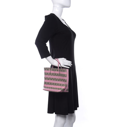 Gucci GG Supreme Monogram Striped Childrens Tote Beige Ebony Pink 2 of 9