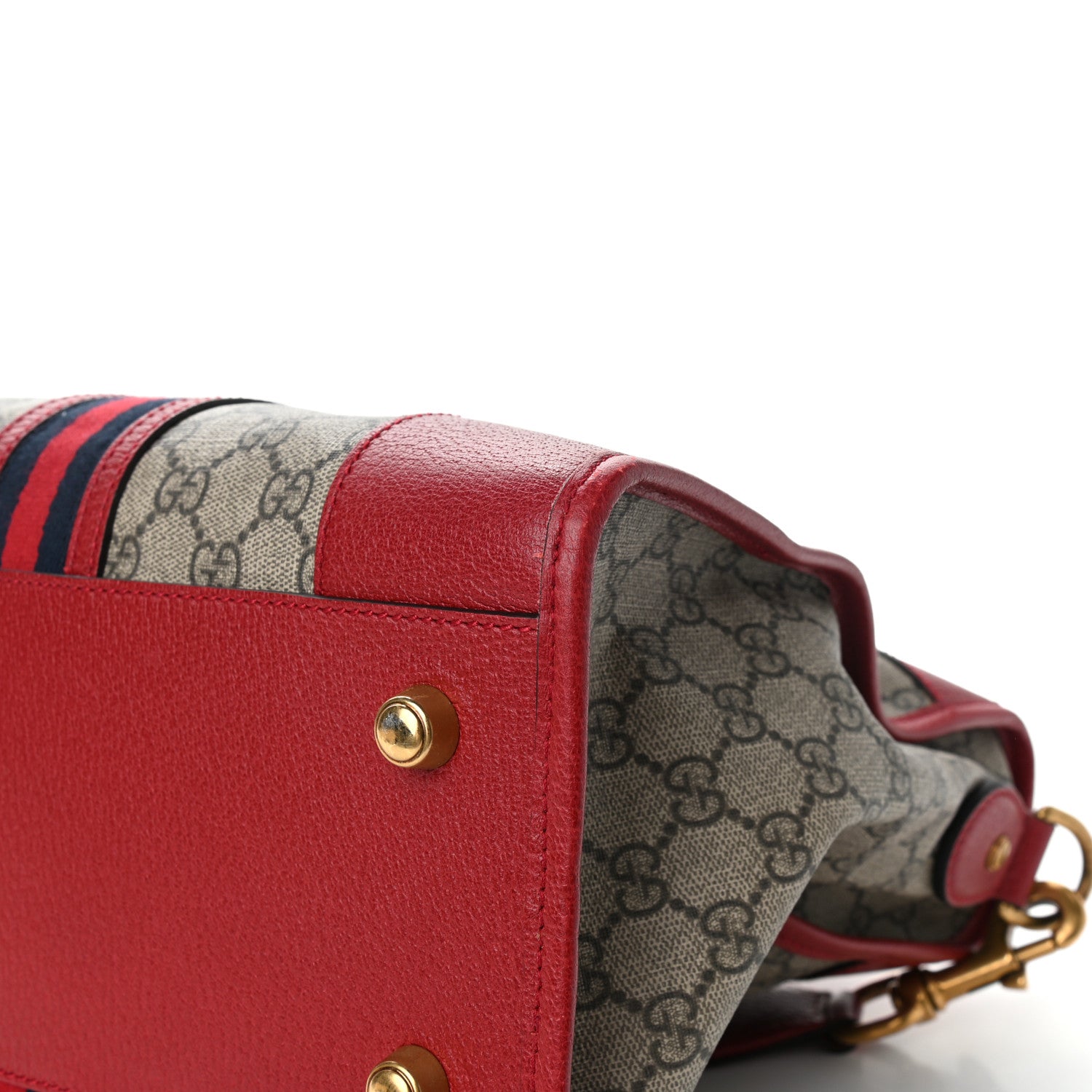Gucci Soft GG Supreme Monogram Web Medium Duffle Bag Beige Red 10 of 11