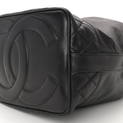 Chanel Lambskin Quilted Drawstring Bucket Bag Black 12 of 12