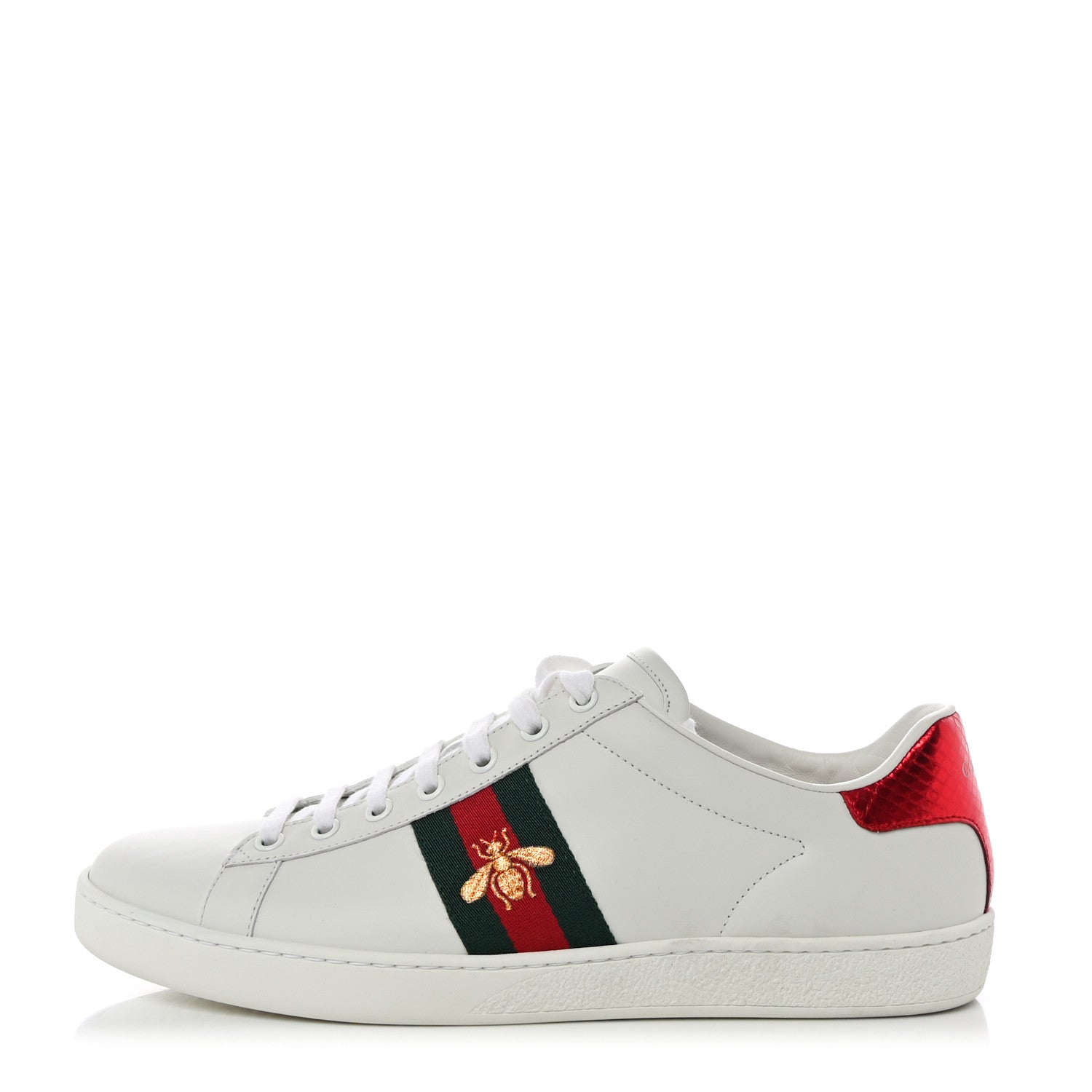 Gucci Calfskin Ayers Bee Embroidered Womens Ace Sneakers 41 White Green 1 of 10