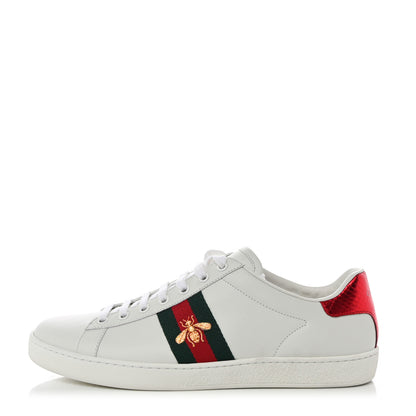 Gucci Calfskin Ayers Bee Embroidered Womens Ace Sneakers 41 White Green 1 of 10