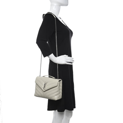 Saint Laurent Calfskin Y Quilted Monogram Small Loulou Chain Satchel Ivory 2 of 11