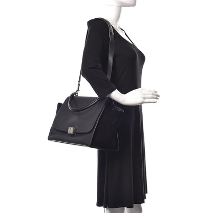 Celine Drummed Calfskin Suede Medium Trapeze Black 2 of 10