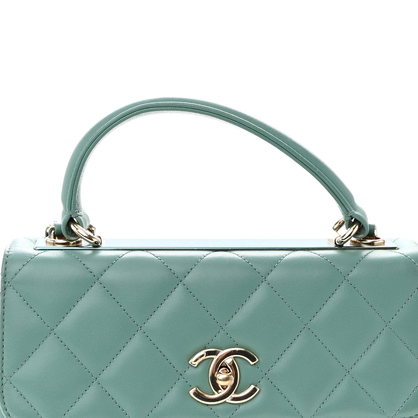 Lambskin Quilted Small Trendy CC Flap Dual Handle Bag Green