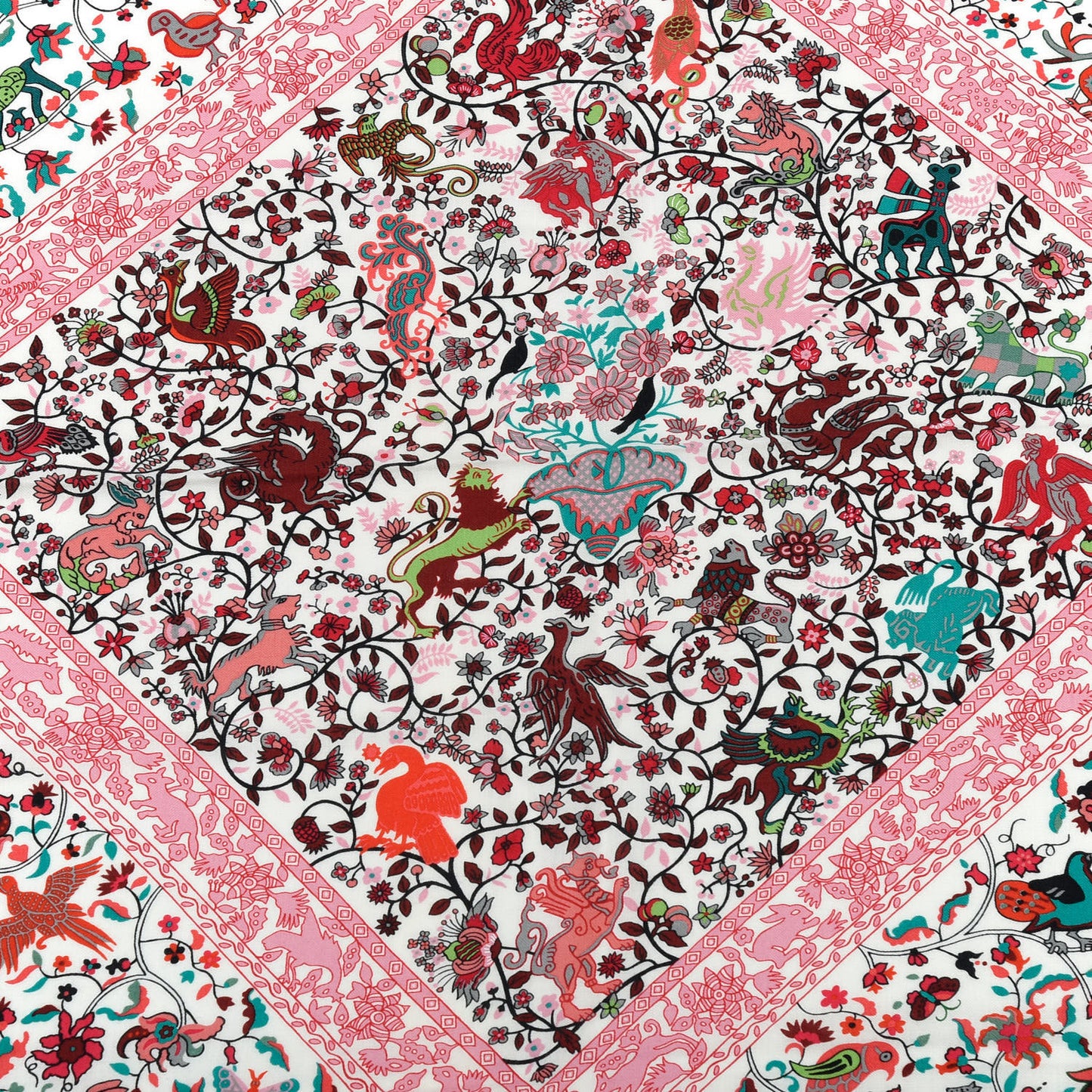 Cashmere Silk Jardins De Soie Shawl 140 Vert Rose White