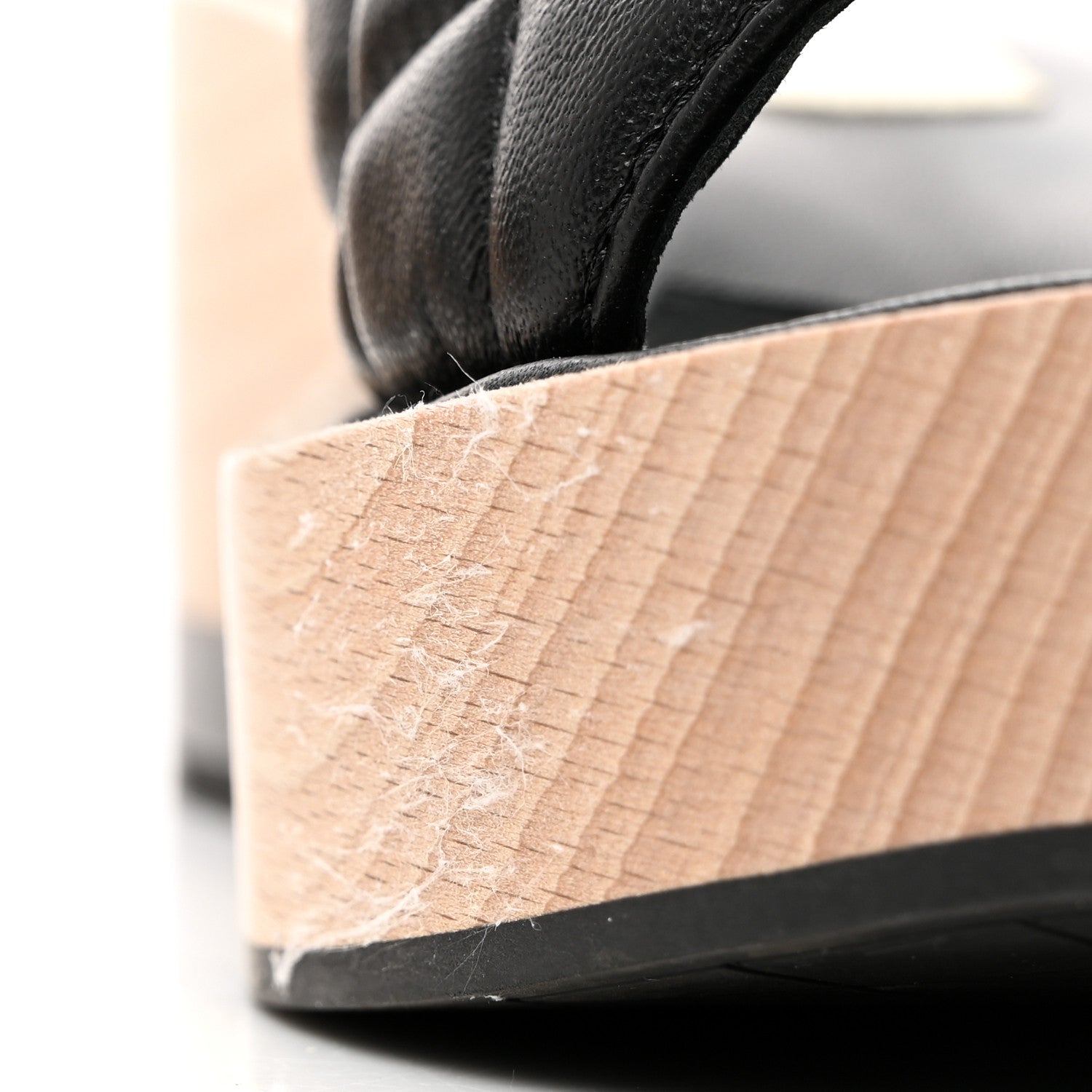 Chanel Lambskin Quilted CC Wedge Sandals 38 Black 9 of 10