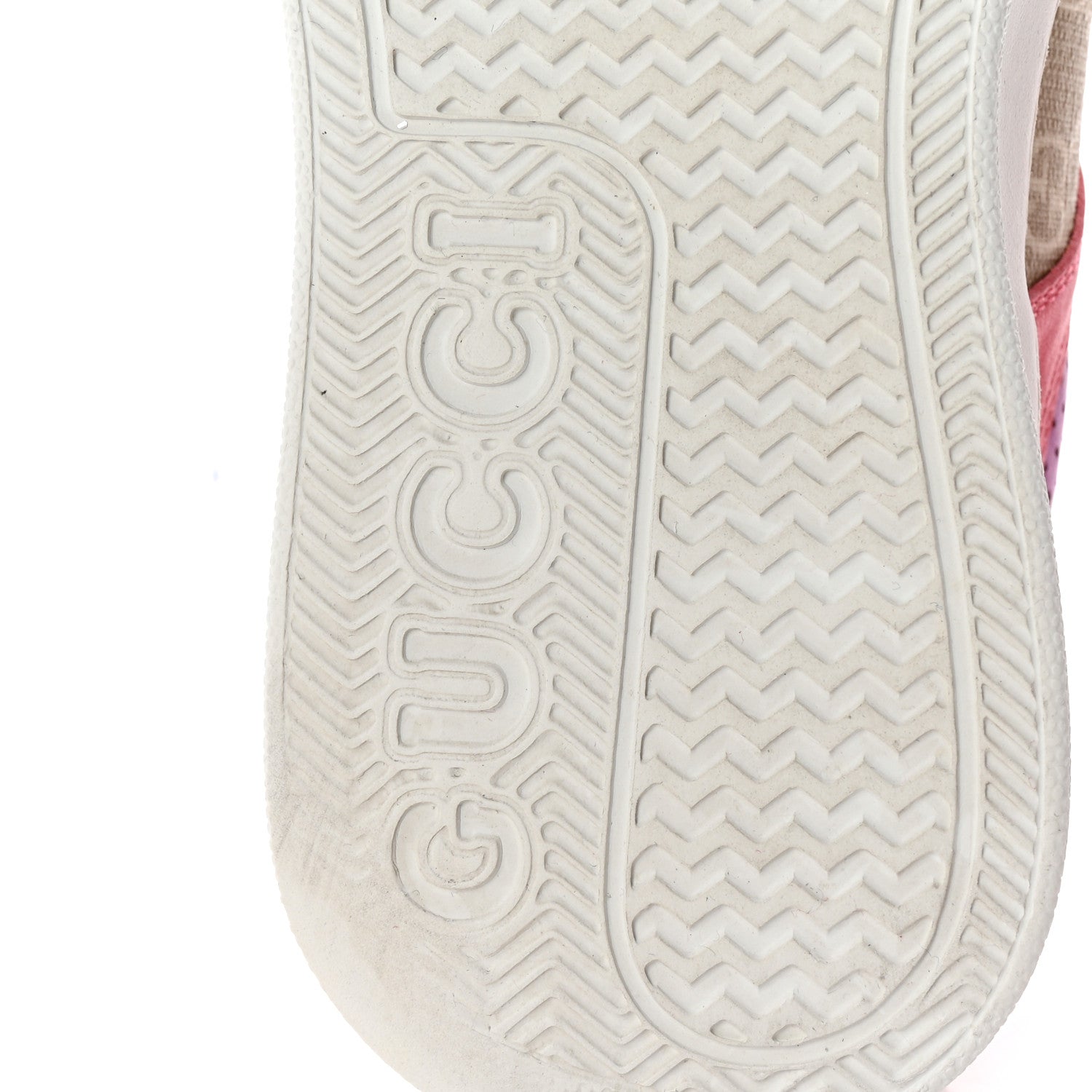 Gucci Calfskin GG Supreme Monogram Perforated Womens Platform 55mm Sneakers 38.5 Wild Cherry Beige Mystic White Bright Purple 7 of 8
