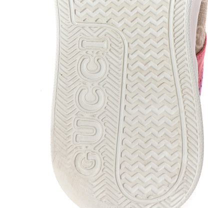 Gucci Calfskin GG Supreme Monogram Perforated Womens Platform 55mm Sneakers 38.5 Wild Cherry Beige Mystic White Bright Purple 7 of 8