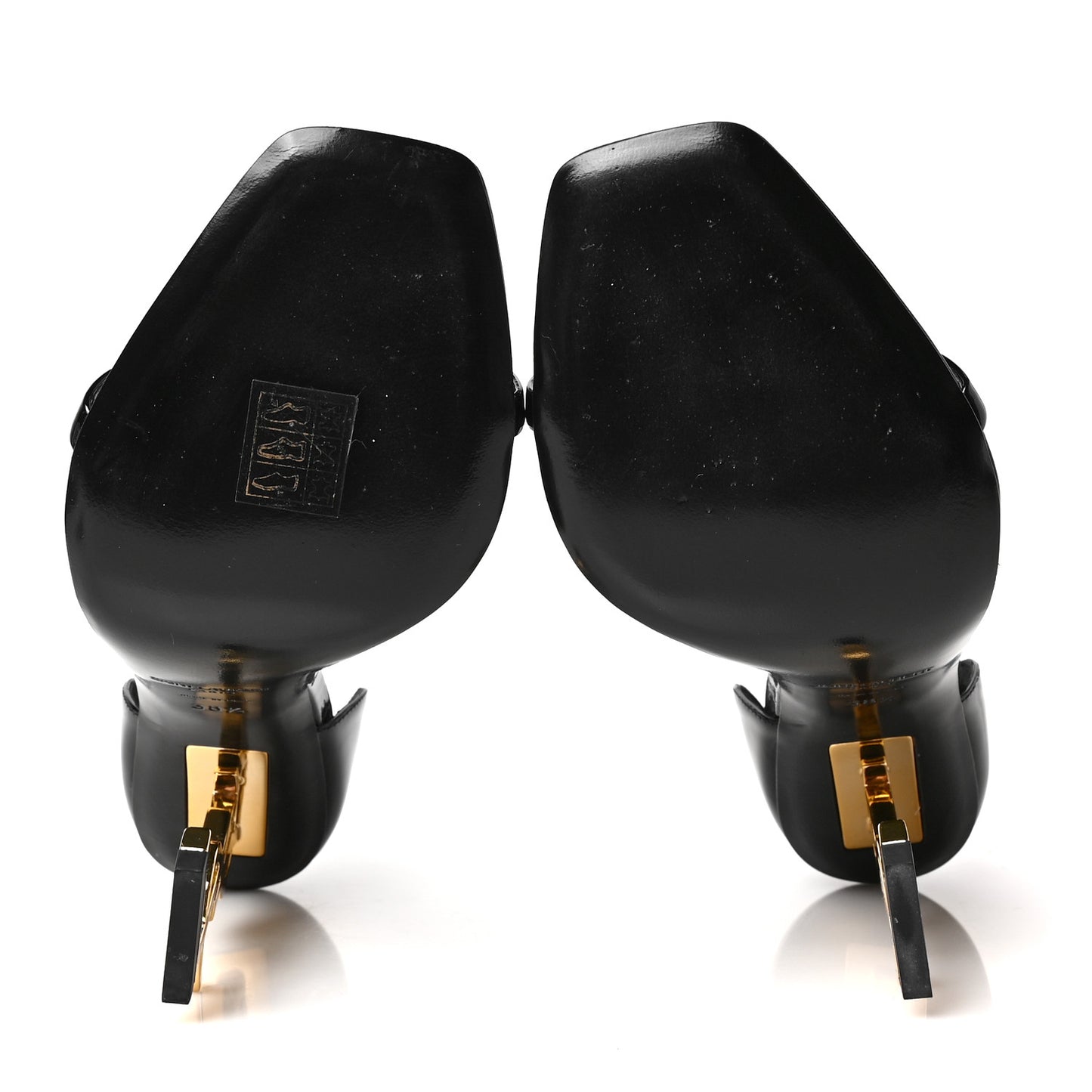Patent Calfskin Opyum 110 Sandals 38.5 Black Gold